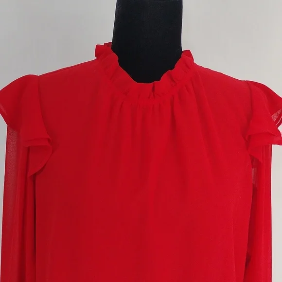 Ann Taylor Ruffle Sleeve Mock Neck Top - Picture 4 of 12